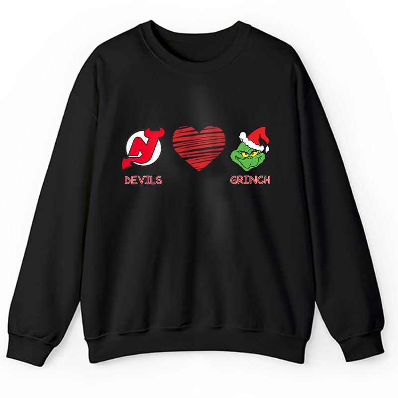 New Jersey Devils Merry Christmas NHL Gift For Fan Cute Grinch Unisex Sweatshirt TAH21822