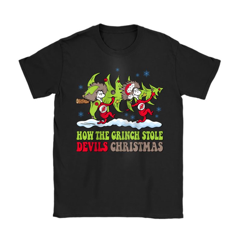 New Jersey Devils Merry Christmas NHL Gift For Fan Cute Grinch Unisex T-Shirt Cotton Tee TAT21820