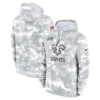 New Orleans Saints 2024 Salute to Service Club Fleece Pullover Hoodie - Arctic Camo