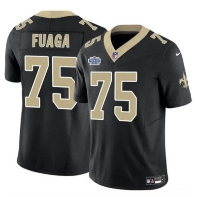 New Orleans Saints #75 Taliese Fuaga Black 2024 With Dradt Patch F.U.S.E. Vapor Limited Football Stitched Jersey