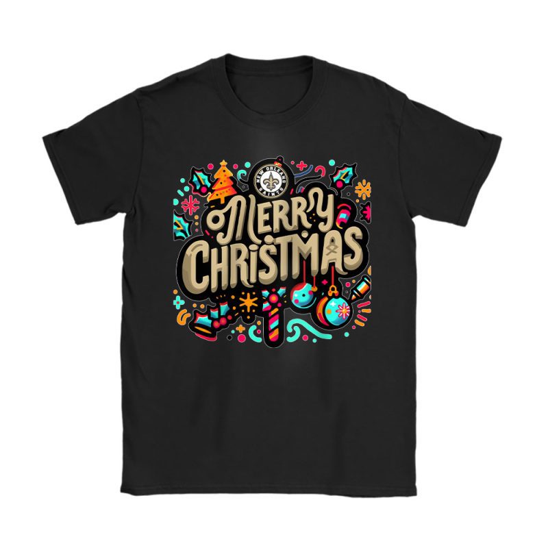 New Orleans Saints Merry Christmas NFL Gift For Fan Christmas Funny Unisex T-Shirt Cotton Tee TAT20955