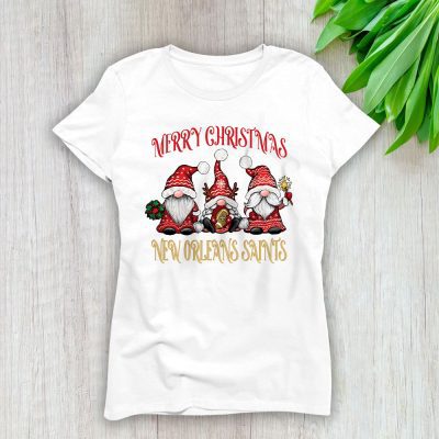 New Orleans Saints Merry Christmas NFL Gift For Fan Christmas Gnomes Lady T-Shirt Women Tee LTL20953