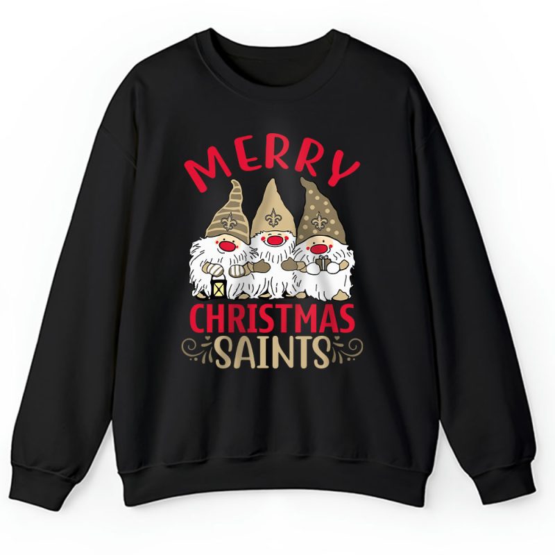 New Orleans Saints Merry Christmas NFL Gift For Fan Christmas Gnomes Unisex Sweatshirt TAH20954