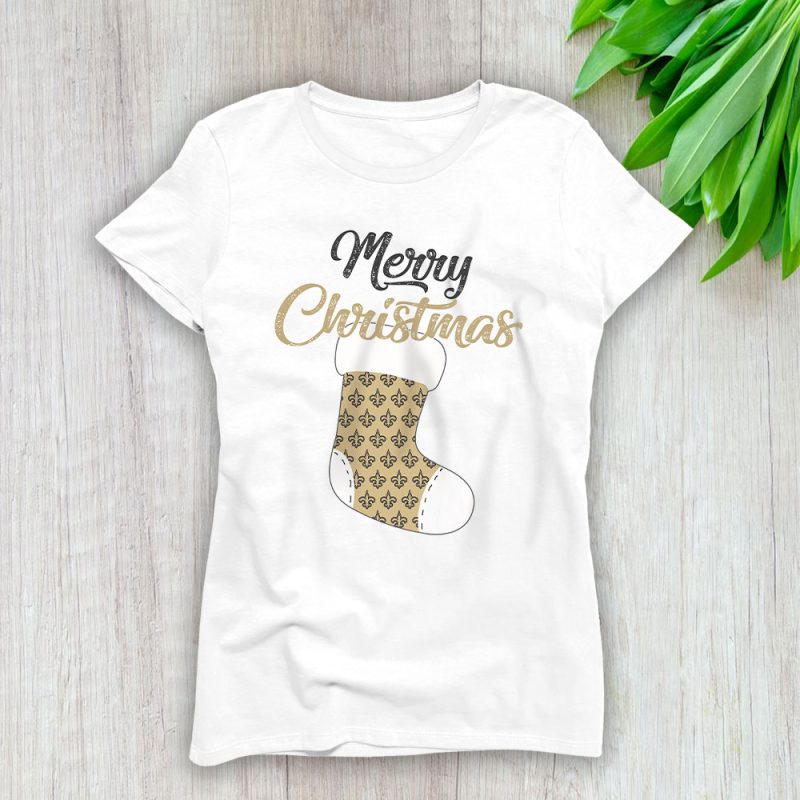 New Orleans Saints Merry Christmas NFL Gift For Fan Christmas Stocking Lady T-Shirt Women Tee LTL20952