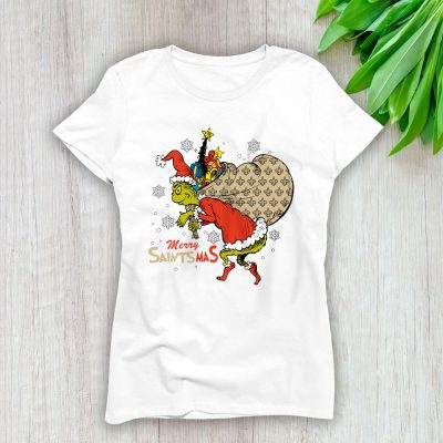New Orleans Saints Merry Christmas NFL Gift For Fan Cute Grinch Lady T-Shirt Women Tee LTL20965