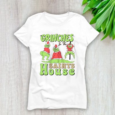 New Orleans Saints Merry Christmas NFL Gift For Fan Cute Grinch Lady T-Shirt Women Tee LTL20967