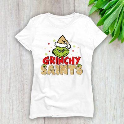 New Orleans Saints Merry Christmas NFL Gift For Fan Cute Grinch Lady T-Shirt Women Tee LTL20969