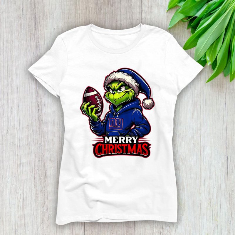 New York Giants Merry Christmas NFL Gift For Fan Cute Grinch Lady T-Shirt Women Tee LTL20980