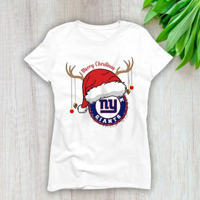 New York Giants Merry Christmas NFL Gift For Fan Cute Santa Hohoho Lady T-Shirt Women Tee LTL20983
