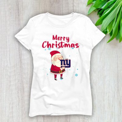 New York Giants Merry Christmas NFL Gift For Fan Cute Santa Hohoho Lady T-Shirt Women Tee LTL20986