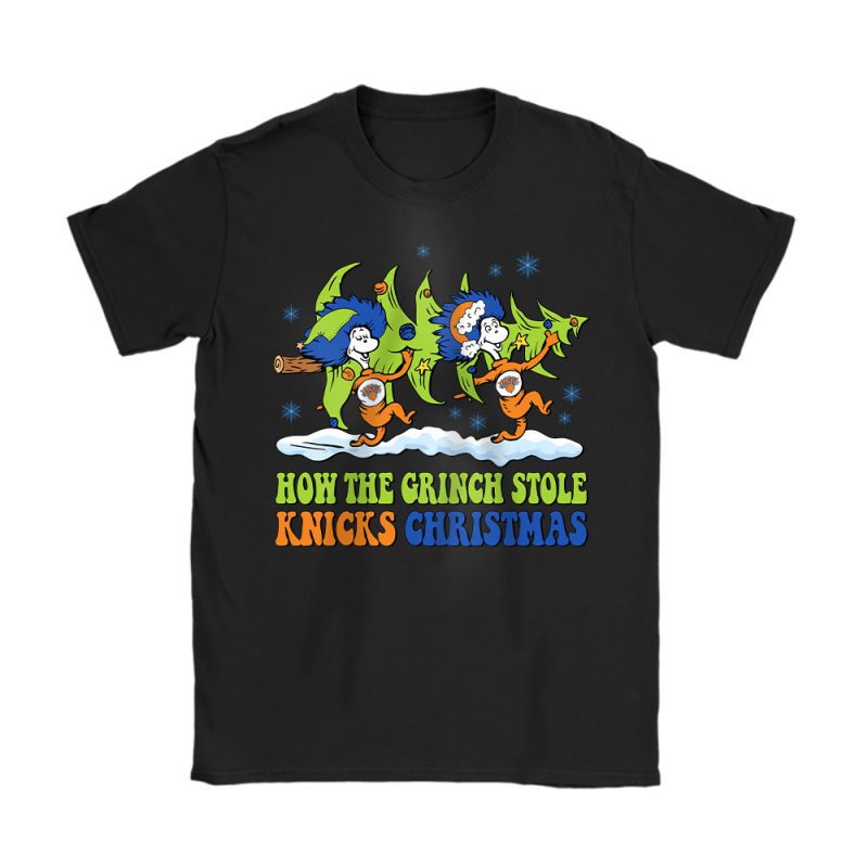 New York Knicks Merry Christmas NBA Gift For Fan Cute Grinch Unisex T-Shirt Cotton Tee TAT21836