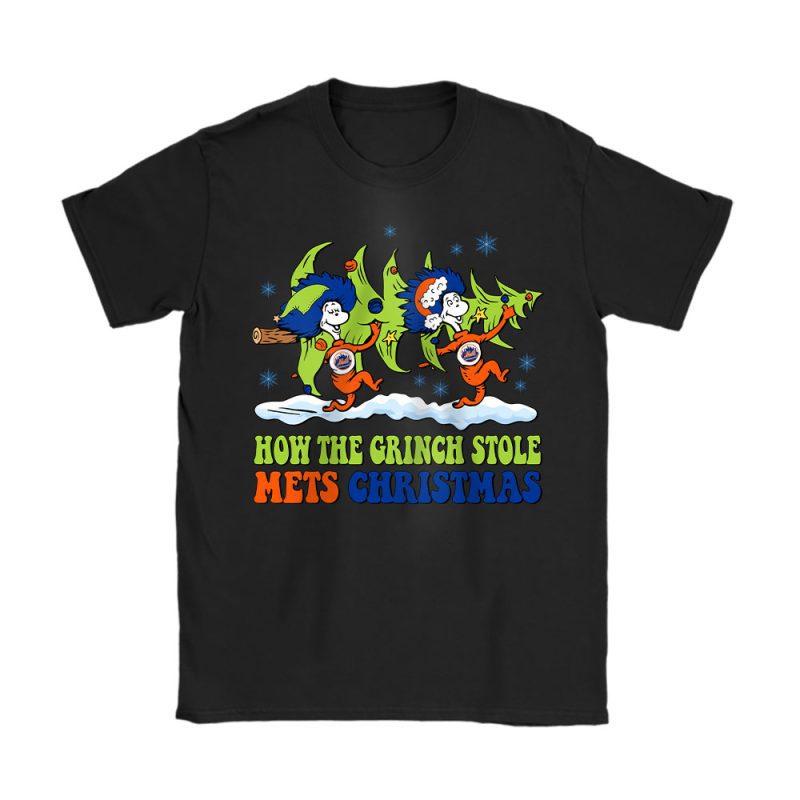 New York Mets Merry Christmas MLB Gift For Fan Cute Grinch Unisex T-Shirt Cotton Tee TAT21840