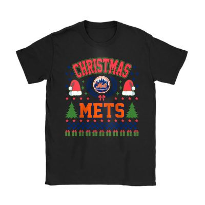 New York Mets Merry Christmas MLB Gift For Fan Cute Santa Hohoho Unisex T-Shirt Cotton Tee TAT21843