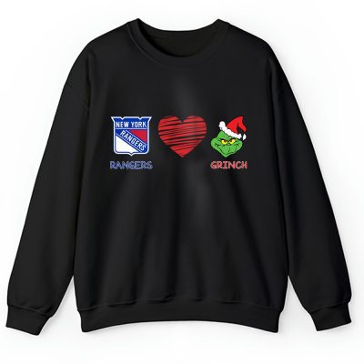 New York Rangers Merry Christmas NHL Gift For Fan Cute Grinch Unisex Sweatshirt TAH21846