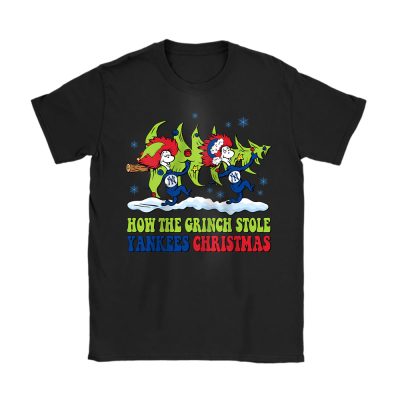 New York Yankees Merry Christmas MLB Gift For Fan Cute Grinch Unisex T-Shirt Cotton Tee TAT21848