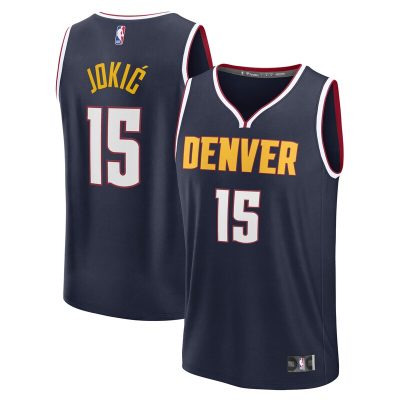 Nikola Jokic Denver Nuggets Fast Break Replica Player Jersey - Icon Edition - Navy