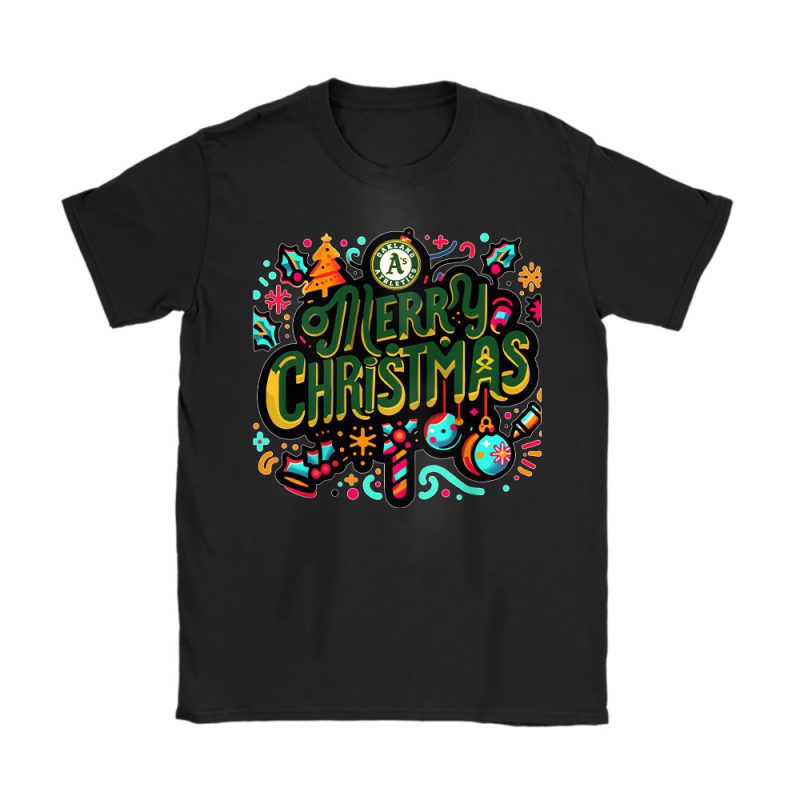 Oakland Athletics Merry Christmas MLB Gift For Fan Christmas Funny Unisex T-Shirt Cotton Tee TAT21503