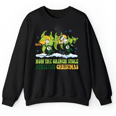 Oakland Athletics Merry Christmas MLB Gift For Fan Cute Grinch Unisex Sweatshirt TAH21852