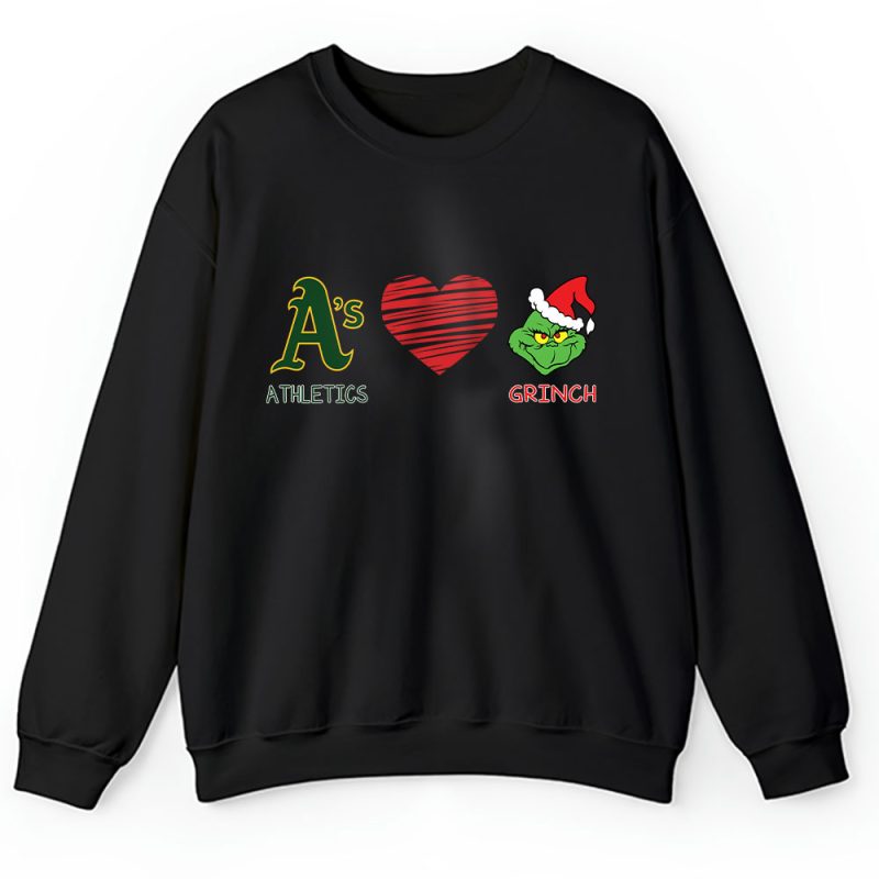 Oakland Athletics Merry Christmas MLB Gift For Fan Cute Grinch Unisex Sweatshirt TAH21854