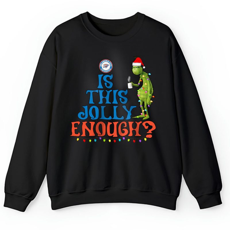 Oklahoma City Thunder Merry Christmas NBA Gift For Fan Cute Grinch Unisex Sweatshirt TAH21507