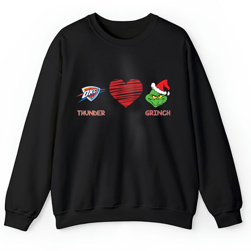 Oklahoma City Thunder Merry Christmas NBA Gift For Fan Cute Grinch Unisex Sweatshirt TAH21858