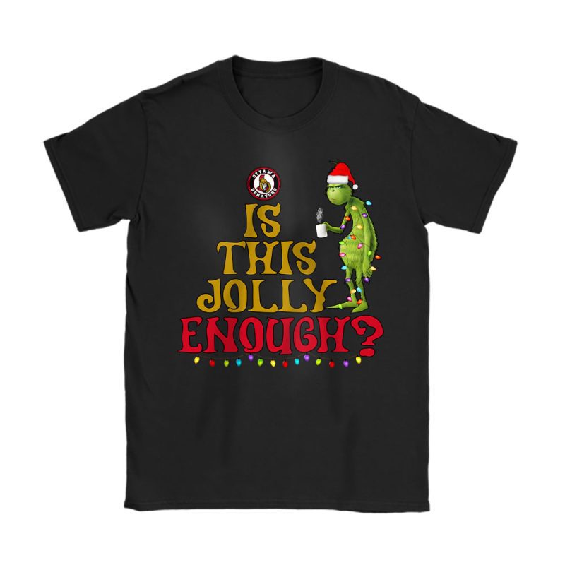 Ottawa Senators Merry Christmas NHL Gift For Fan Cute Grinch Unisex T-Shirt Cotton Tee TAT21514