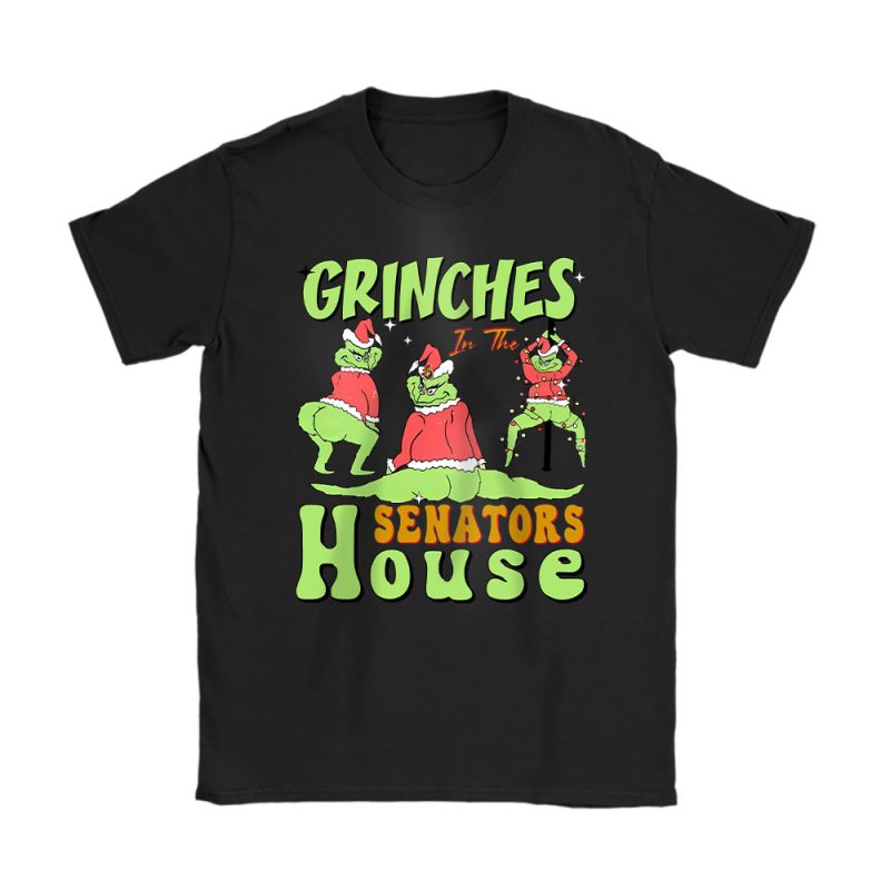 Ottawa Senators Merry Christmas NHL Gift For Fan Cute Grinch Unisex T-Shirt Cotton Tee TAT21865