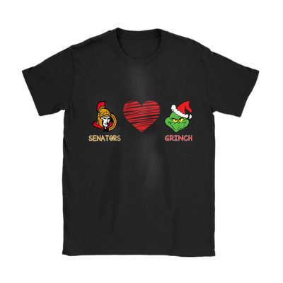 Ottawa Senators Merry Christmas NHL Gift For Fan Cute Grinch Unisex T-Shirt Cotton Tee TAT21866