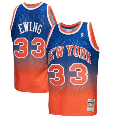 Patrick Ewing New York Knicks 1991/92 Hardwood Classics Fadeaway Swingman Player Jersey - Orange/Royal