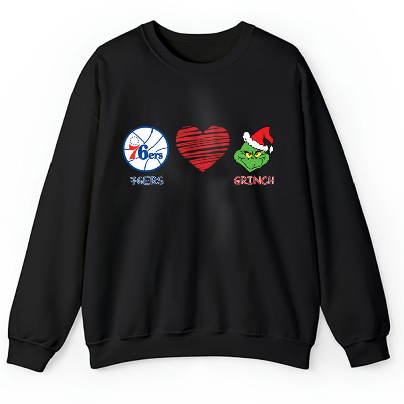 Philadelphia 76ers Merry Christmas NBA Gift For Fan Cute Grinch Unisex Sweatshirt TAH21874