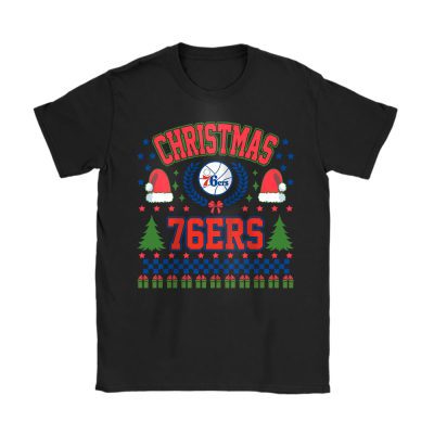 Philadelphia 76ers Merry Christmas NBA Gift For Fan Cute Santa Hohoho Unisex T-Shirt Cotton Tee TAT21875