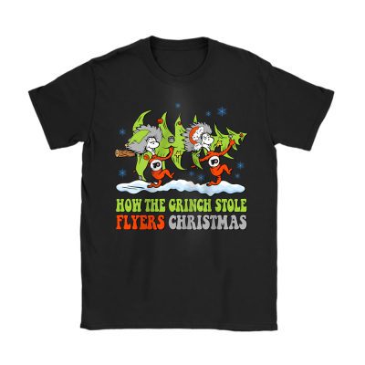 Philadelphia Flyers Merry Christmas NHL Gift For Fan Cute Grinch Unisex T-Shirt Cotton Tee TAT21868