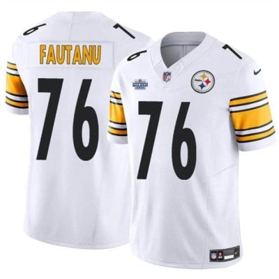 Pittsburgh Steelers #76 Troy Fautanu White 2024 With Dradt Patch F.U.S.E. Vapor Limited Football Stitched Jersey