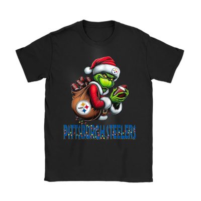 Pittsburgh Steelers Merry Christmas NFL Gift For Fan Cute Grinch Unisex T-Shirt Cotton Tee TAT21084