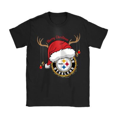 Pittsburgh Steelers Merry Christmas NFL Gift For Fan Cute Santa Hohoho Unisex T-Shirt Cotton Tee TAT21088