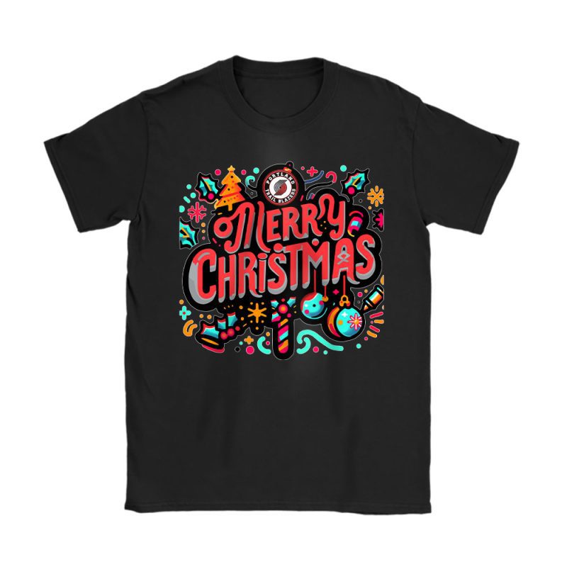 Portland Trail Blazers Merry Christmas NBA Gift For Fan Christmas Funny Unisex T-Shirt Cotton Tee TAT21532