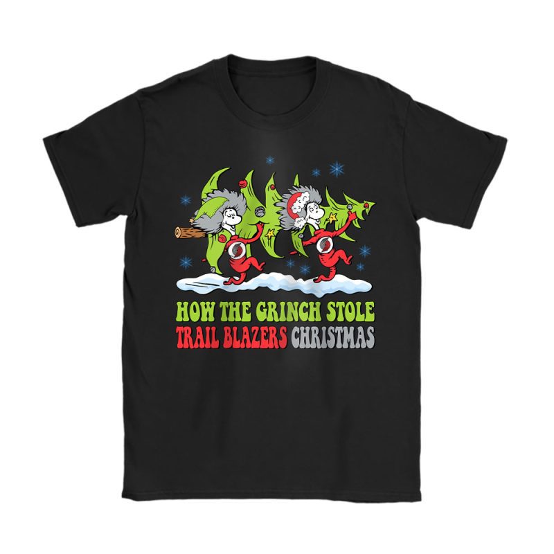 Portland Trail Blazers Merry Christmas NBA Gift For Fan Cute Grinch Unisex T-Shirt Cotton Tee TAT21888