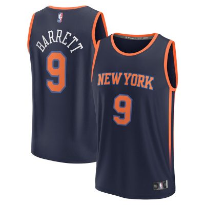 RJ Barrett New York Knicks Fast Break Replica Player Jersey - Statement Edition - Navy