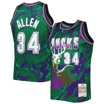 Ray Allen Milwaukee Bucks 1996/97 Hardwood Classics Marble Swingman Jersey - Green