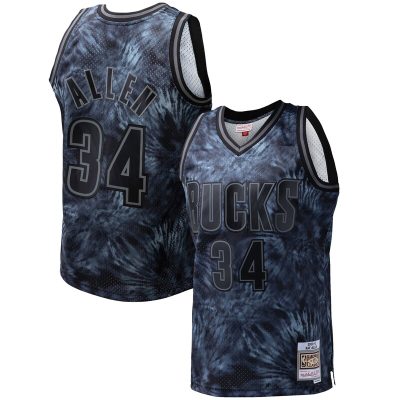 Ray Allen Milwaukee Bucks Hardwood Classics 1996/97 Tie-Dye Swingman Jersey - Black