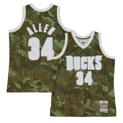 Ray Allen Milwaukee Bucks Hardwood Classics 2000/01 Ghost Green Swingman Jersey - Camo