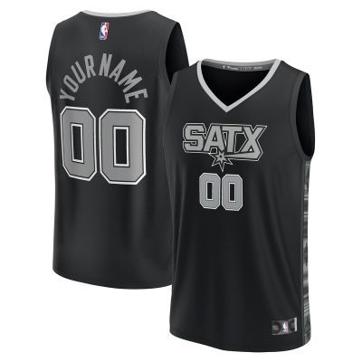 San Antonio Spurs Fast Break Custom Replica Jersey - Black - Statement Edition