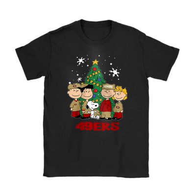 San Francisco 49ers Merry Christmas NFL Gift For Fan Christmas Snoopy And Friends Unisex T-Shirt Cotton Tee TAT21171