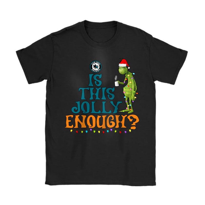 San Jose Sharks Merry Christmas NHL Gift For Fan Cute Grinch Unisex T-Shirt Cotton Tee TAT21560