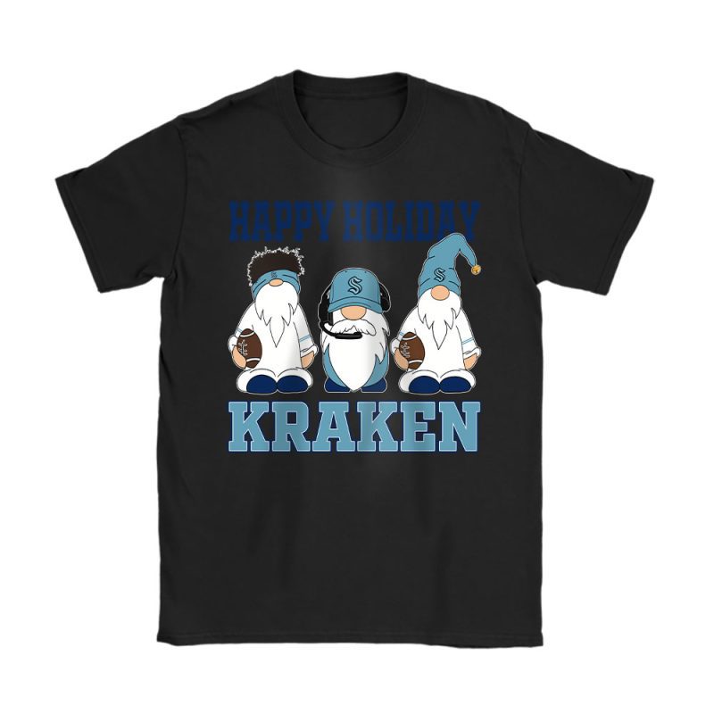 Seattle Kraken Merry Christmas NHL Gift For Fan Christmas Gnomes Unisex T-Shirt Cotton Tee TAT21554