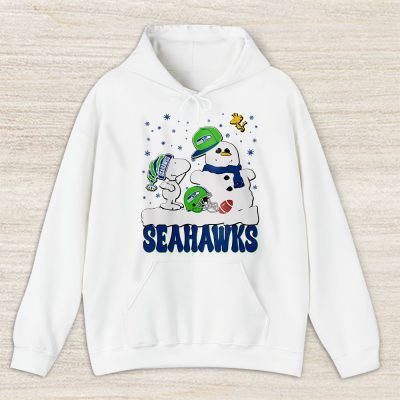 Seattle Seahawks Merry Christmas NFL Gift For Fan Christmas Snoopy And Snow Man Unisex Hoodie TAS21137