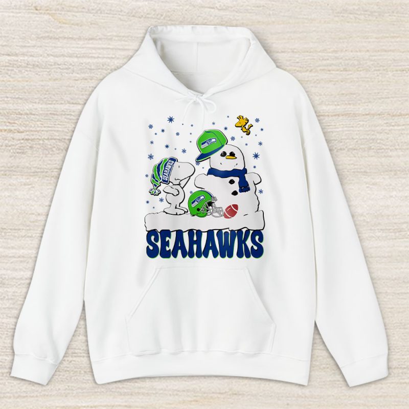 Seattle Seahawks Merry Christmas NFL Gift For Fan Christmas Snoopy And Snow Man Unisex Hoodie TAS21137