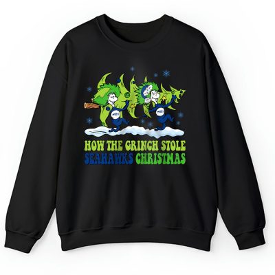 Seattle Seahawks Merry Christmas NFL Gift For Fan Cute Grinch Unisex Sweatshirt TAH21141