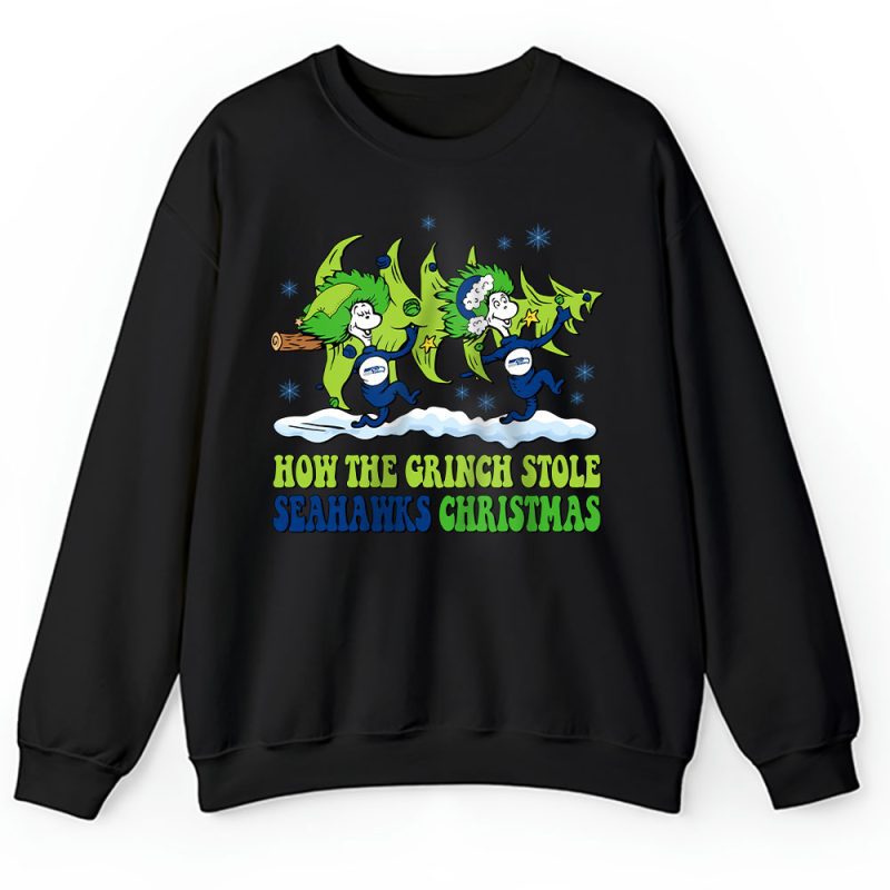 Seattle Seahawks Merry Christmas NFL Gift For Fan Cute Grinch Unisex Sweatshirt TAH21141