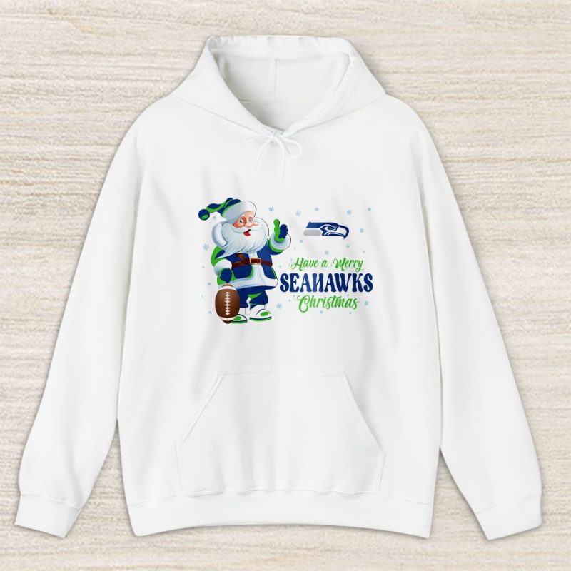 Seattle Seahawks Merry Christmas NFL Gift For Fan Cute Santa Hohoho Unisex Hoodie TAS21138